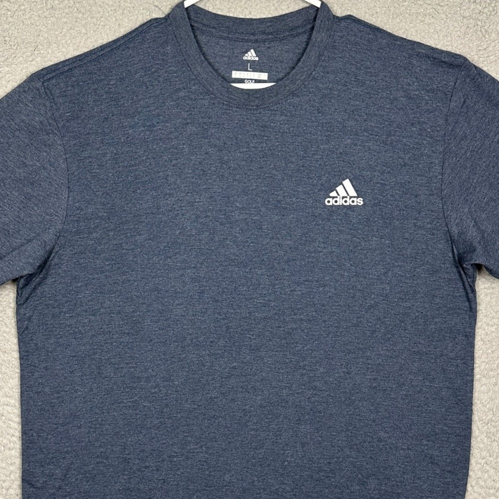 NEW Adidas T-Shirt Mens Large Small Navy White Logo Tee-Heather Short Sleeve
